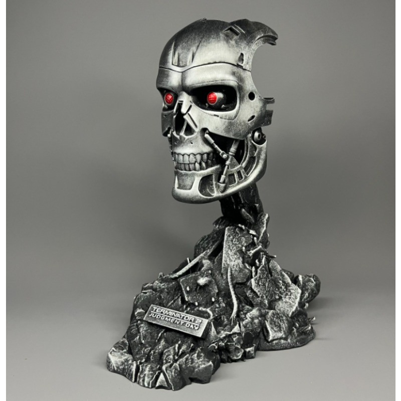 7 Inch Handmade Custom ‌Terminator Silvery T-800 Skull Head No Box