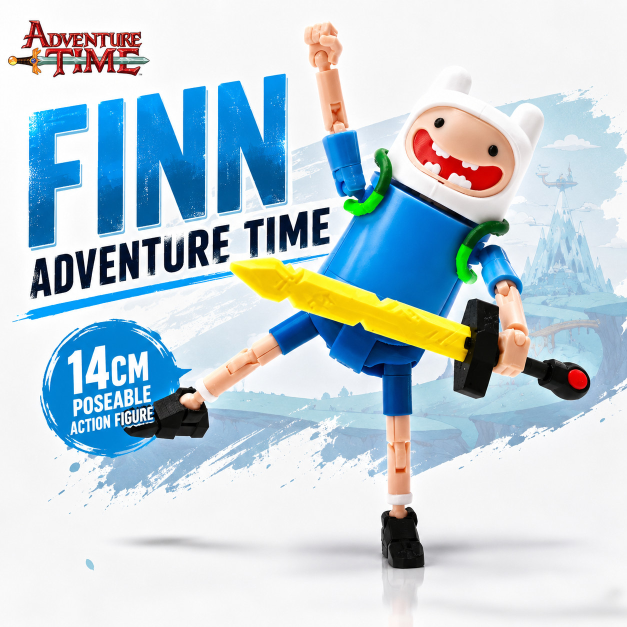 3D Printed Adventure Time Action Figure 14cm – 1/12 Scale FINN Hero Toy Gift