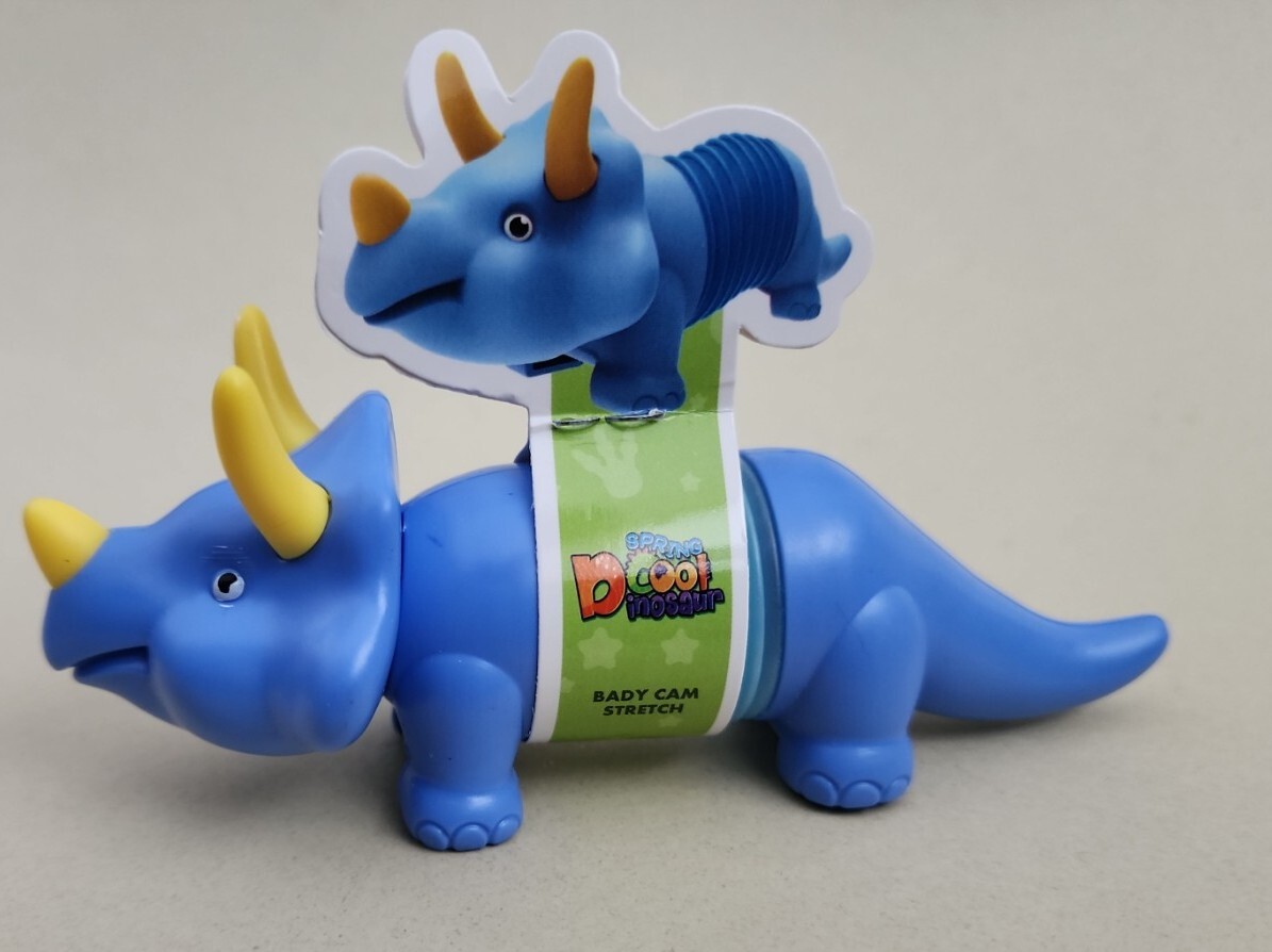 Triceratops Spring Cool Dinosaur Bady Cam Stretch Flashy Lights Up Blue