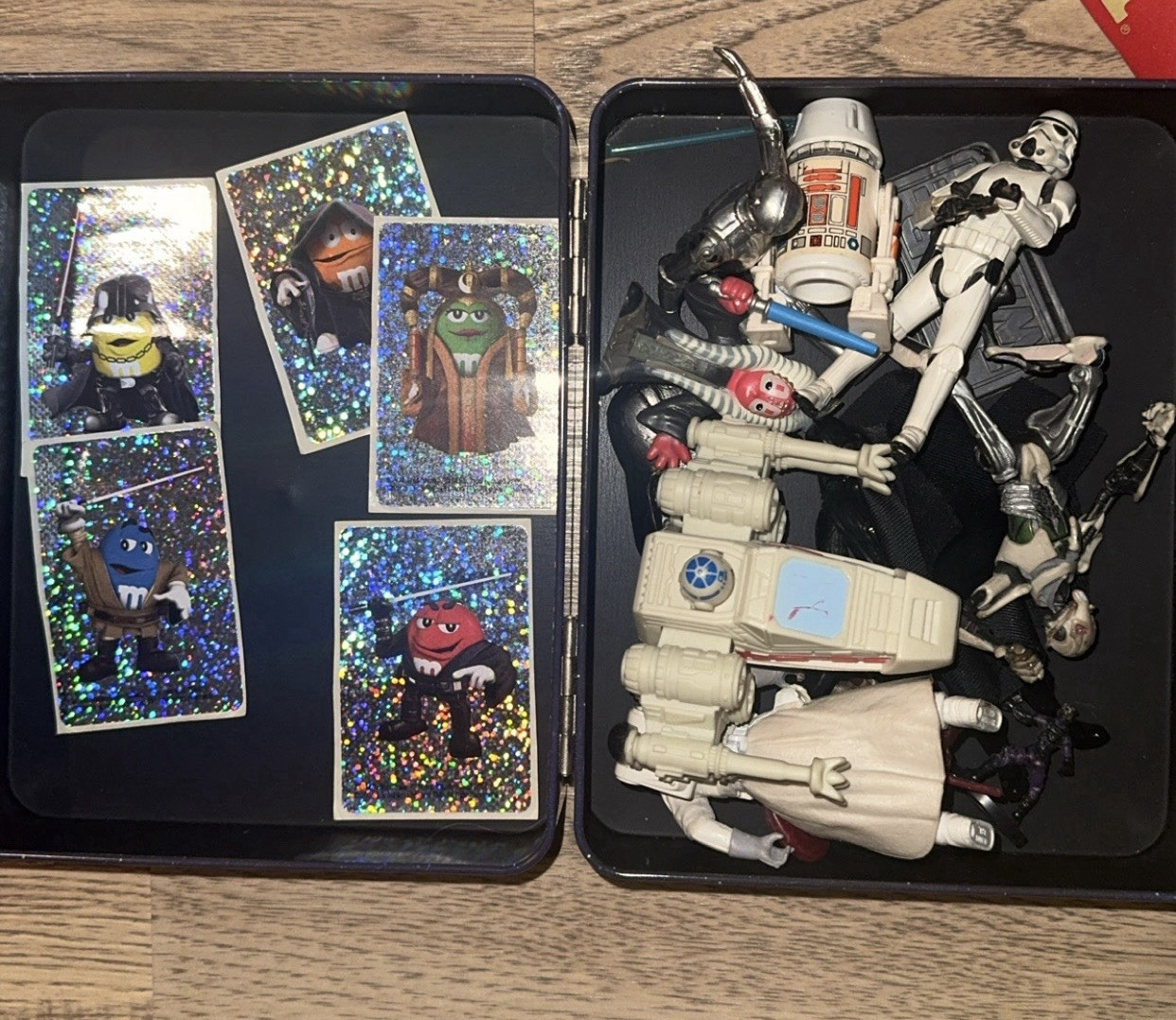 Star wars mixed figure lot+M&M star wars collab stickers. Inside EpisodeV Lunch