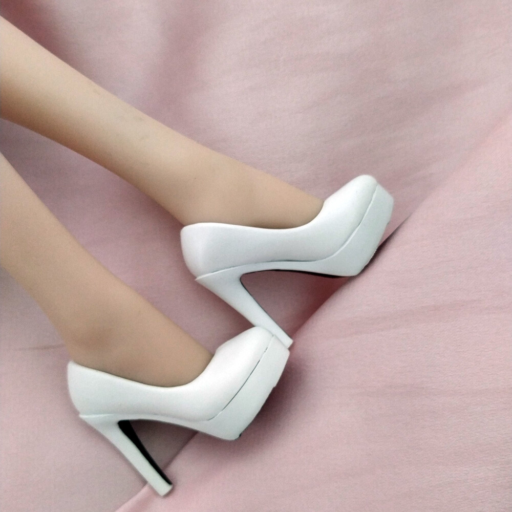 1/6 Female White High-heeled Shoes Model Fit 12 » Action Figure Model Doll Body
