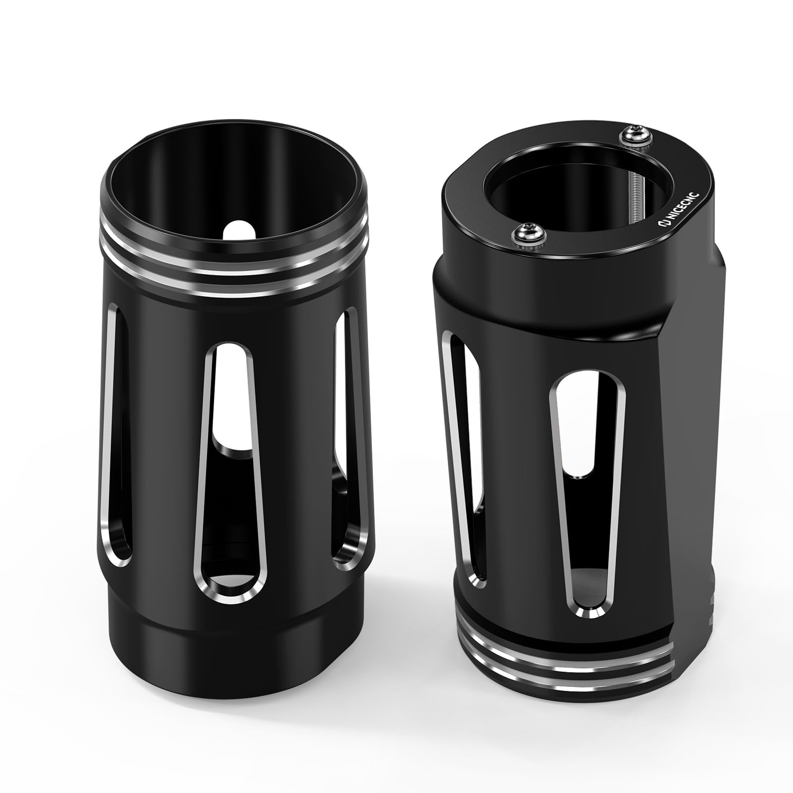 NICECNC Aluminium Fork Slider Covers Assembly Black Compatible with Harley El…