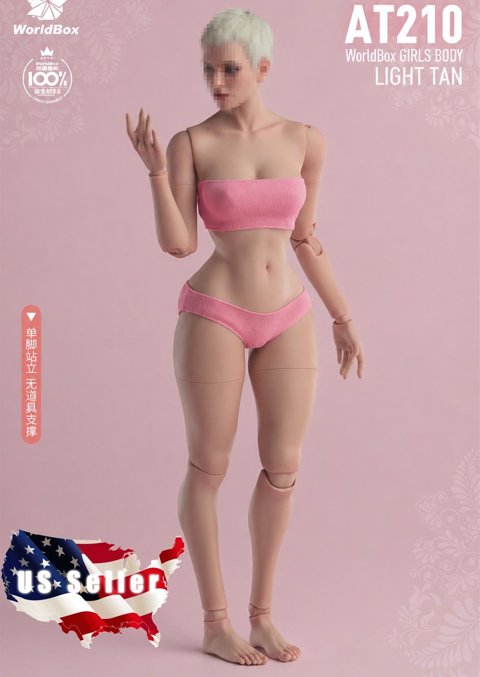 Worldbox AT210 Light Tan 1/6 Female Body Durable Skinny Waist Figure 12&Prime; Hot Toy