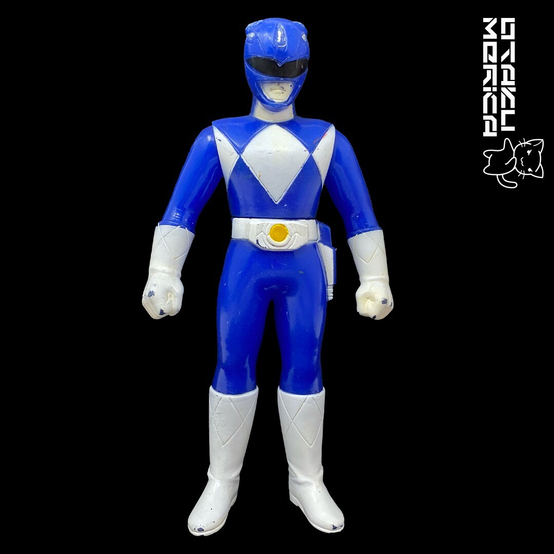 Bandai 1992 Kyōryū Sentai Zyuranger Blue Ranger – Sofubi Figure 4.75in