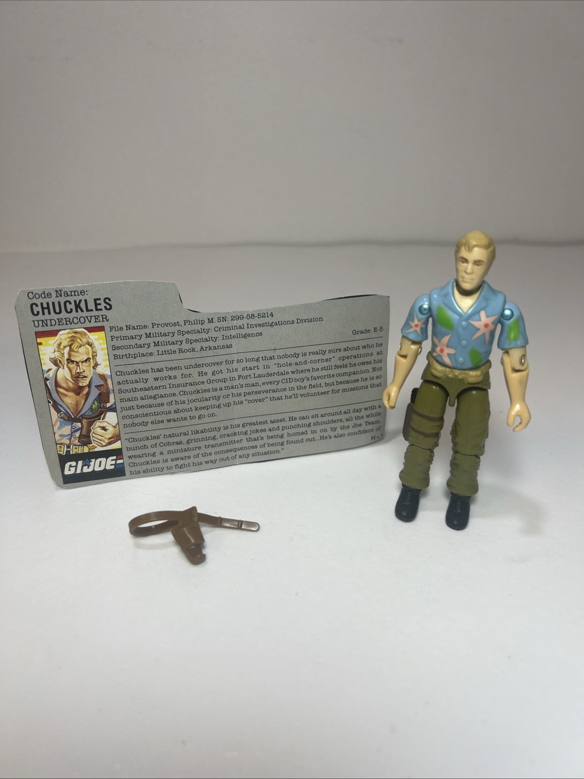 Vintage GI Joe ARAH Chuckles With File Card 1987 Hasbro