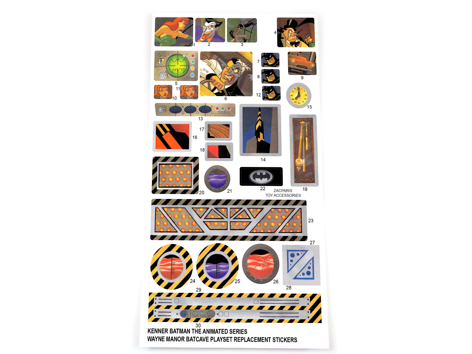 CUSTOM STICKERS for Batman The Animated Series Wayne Manor Playset – Kenner 1991