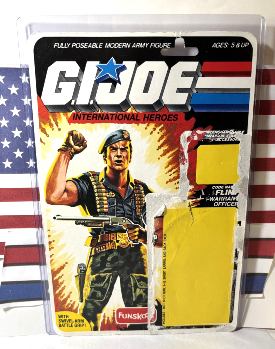 GI Joe Funskool Flint *100% COMPLETE w/UNCUT CARD BACK, Nice! Vintage 1993 India