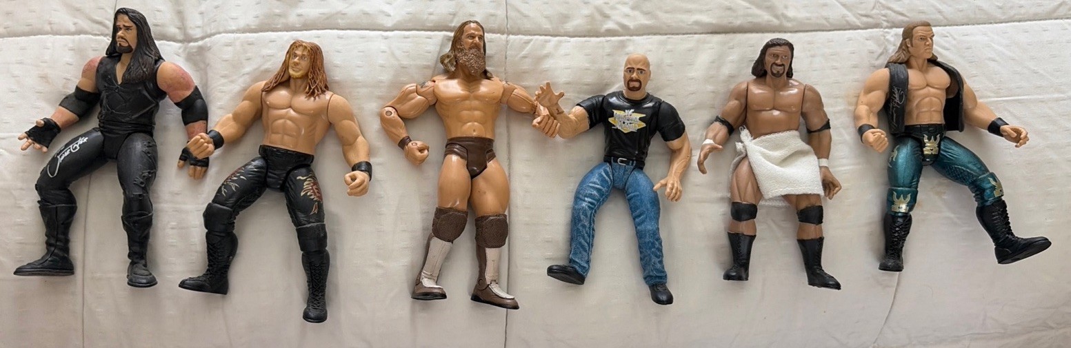 Wrestlers WWE Lot of 6 Wrestling Action Figure Mixed Lot W/3 Stands A7