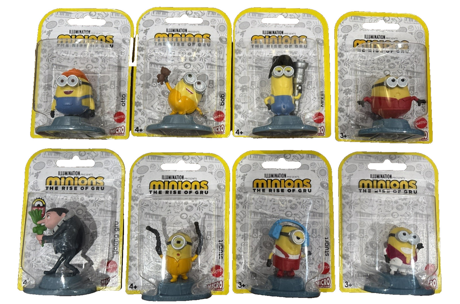 Lot 8 Minions Rise of Gru Micro Figure Young Gru Kevin Bob Jerry 2 Otto 2 Stuart