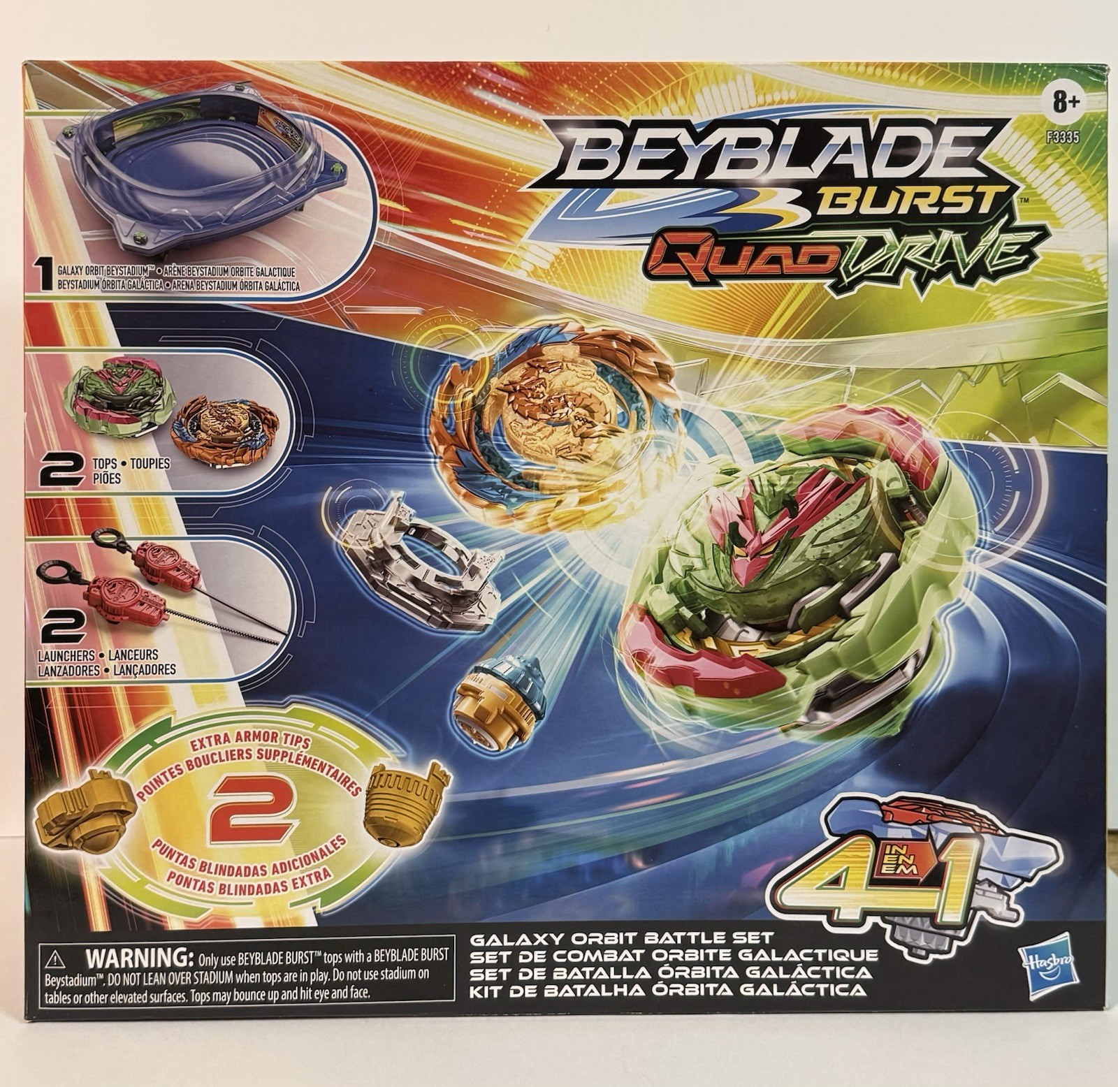New Beyblade Burst QuadDrive F3335 Galaxy Orbit Battle Set (Box Wear)