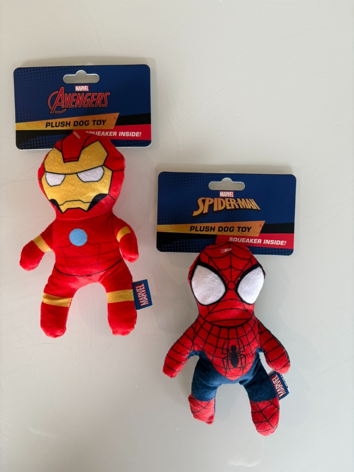 Marvel Iron Man Captain America & Spider Man Plush Dog Toy 8 Inches SET OF 2
