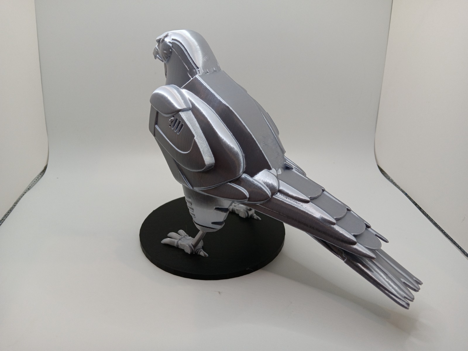 Retro Silverhawks Tally Hawk statue figure 7&Prime; 3D printed metallic silver plastic