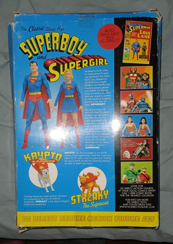 DC DIRECT SILVER AGE SUPERBOY & SUPERGIRL WITH KRYPTO & STREAKY 6&Prime; FIGURE SET
