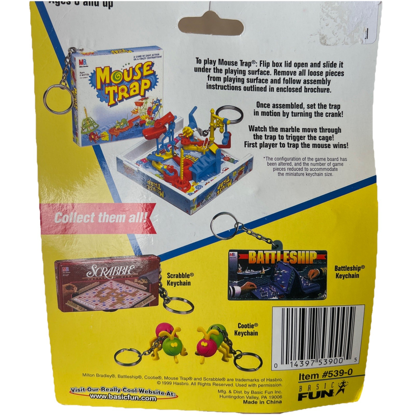 Basic Fun – 1999 Hasbro Games – Mouse Trap Keychain *NM*