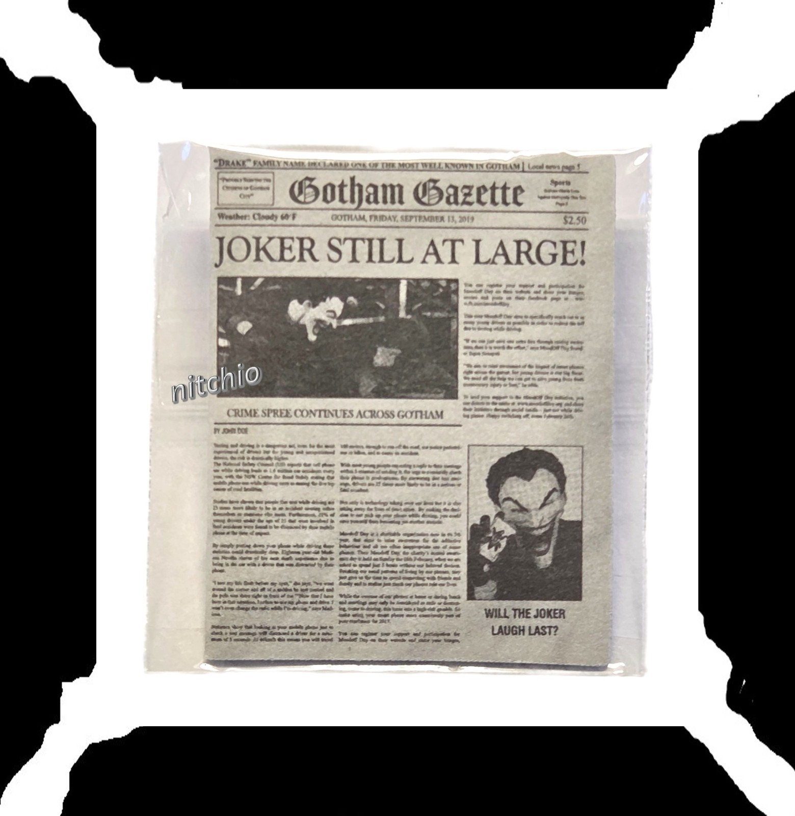 Mezco One:12 Golden Age The Joker – NEWSPAPER WITH JOKER NEWS 1/12 Scale Fodder