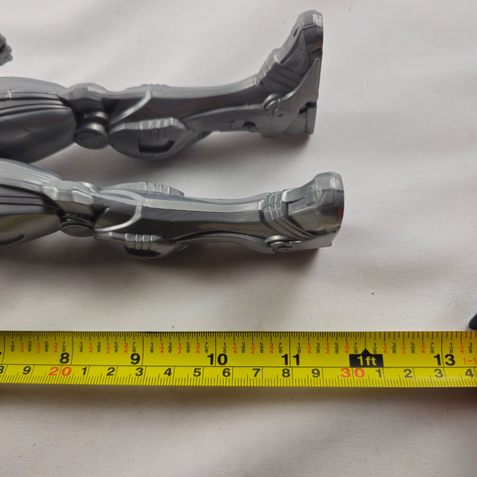Silver Gray Robot Action Figure 12” Posable Sci-Fi Villain Toy Figure Used No Bo