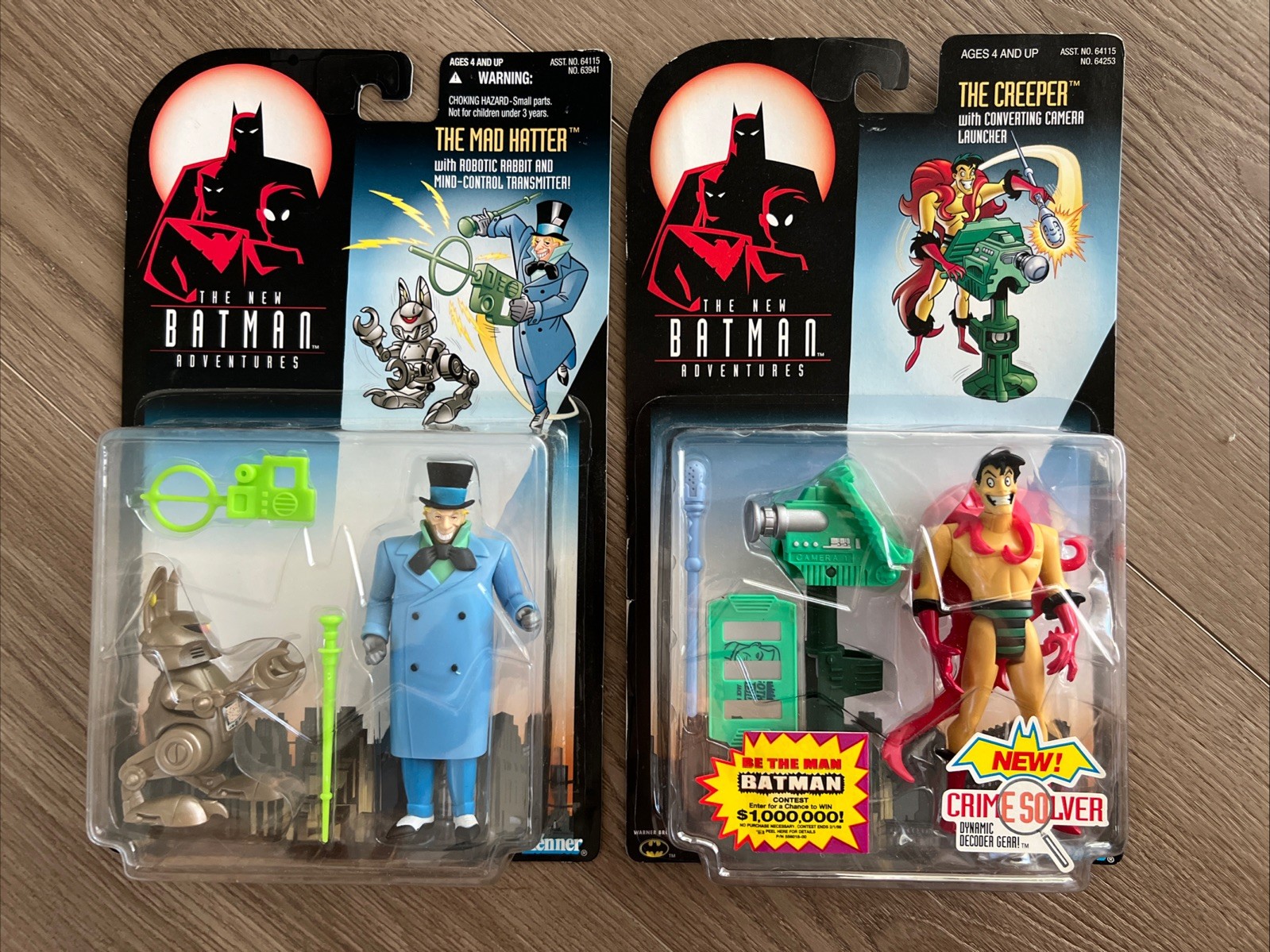 Lot Of 2 New Batman Adventures Mad Hatter Creeper Hasbro 1997 1998