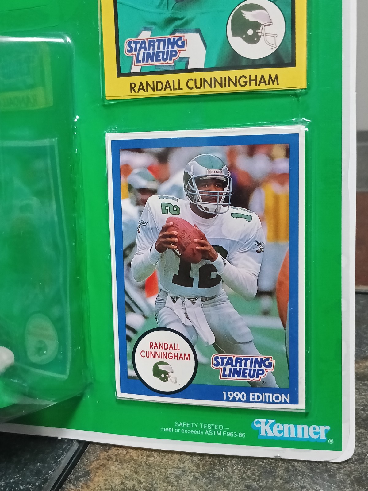 🏈1990 Kenner Starting Lineup NFL RANDALL CUNNINGHAM Philly Eagles Figure+Cards