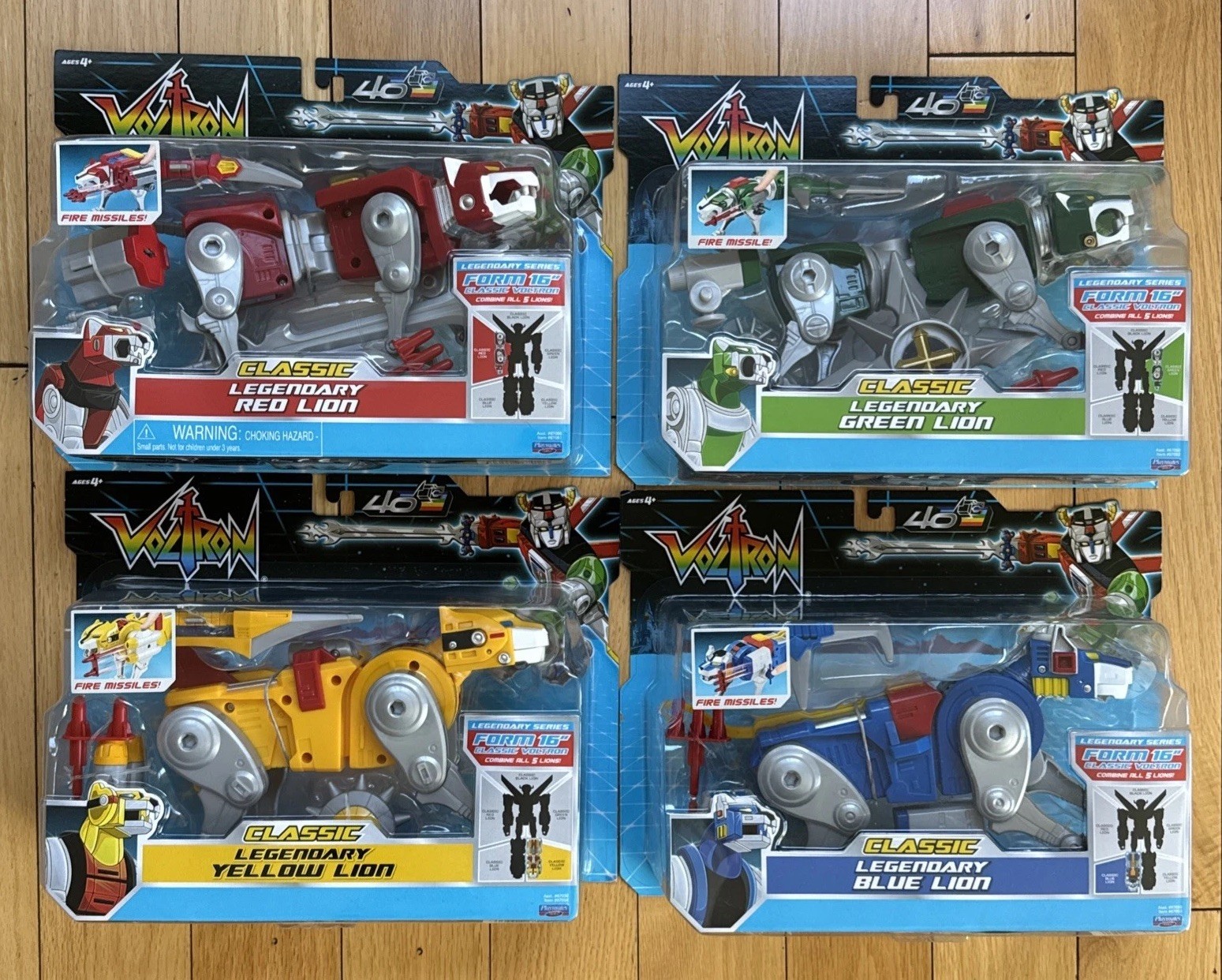 Voltron Anniversary Classic Legendary 4 Lion Set Red Green Blue Yellow Playmates