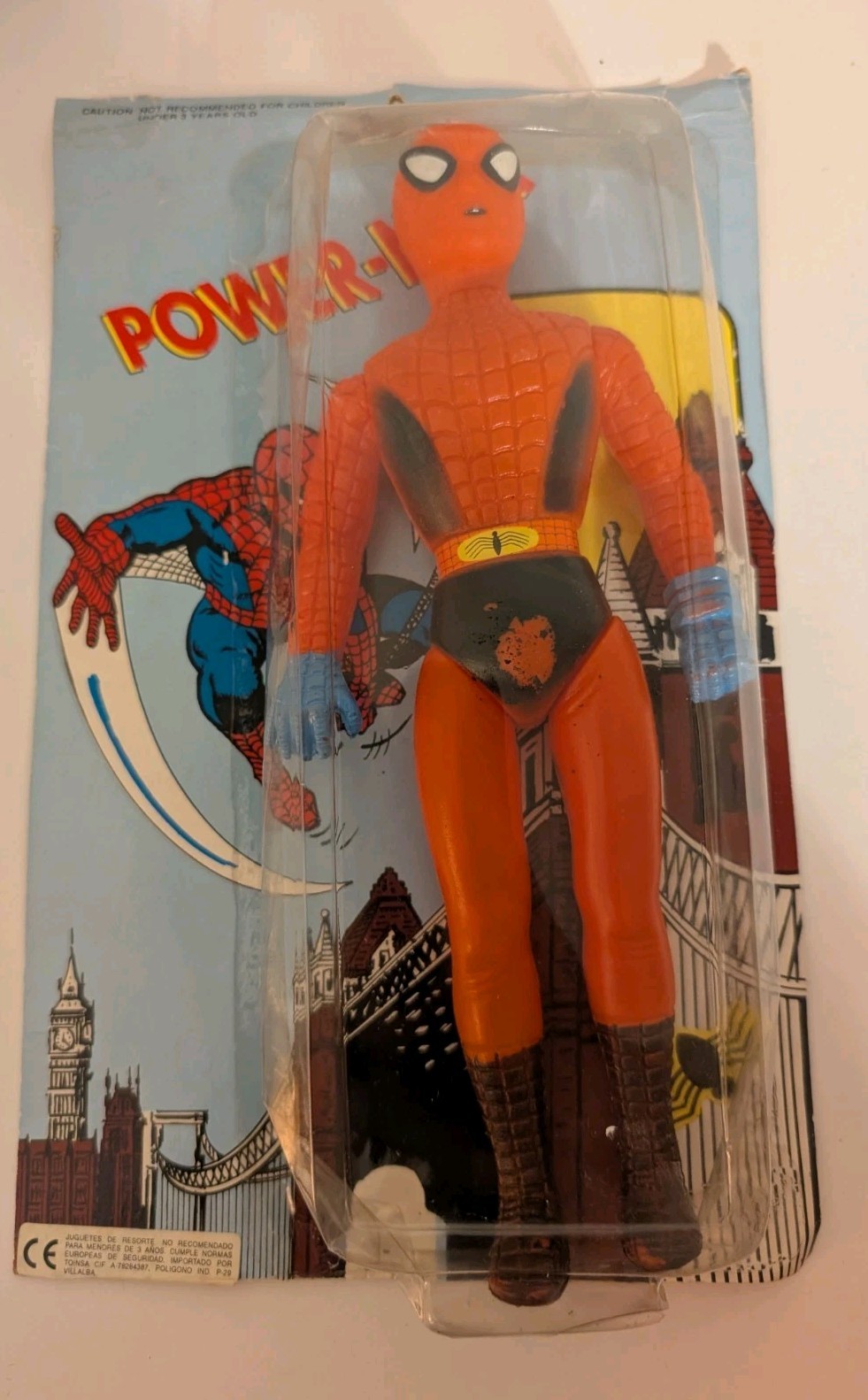 Spider Man Power Man unlicensed bootleg knock off 1980&rsquo;s 1990&rsquo;s Rack Toy