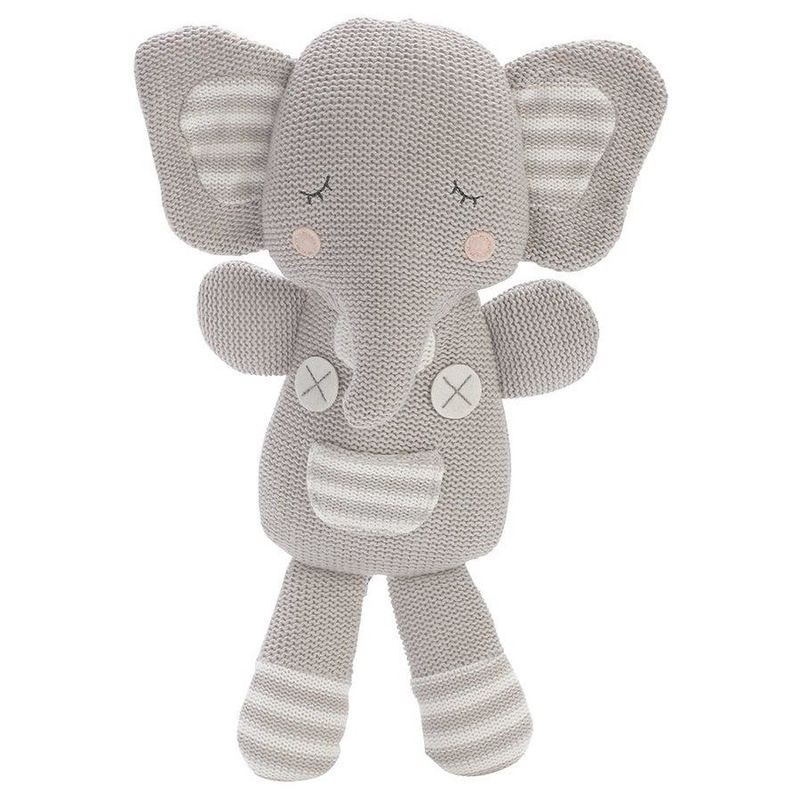 KNITTED TOY Eli the Elephant Living Textiles Baby Shower Gift Gender Neutral Gre