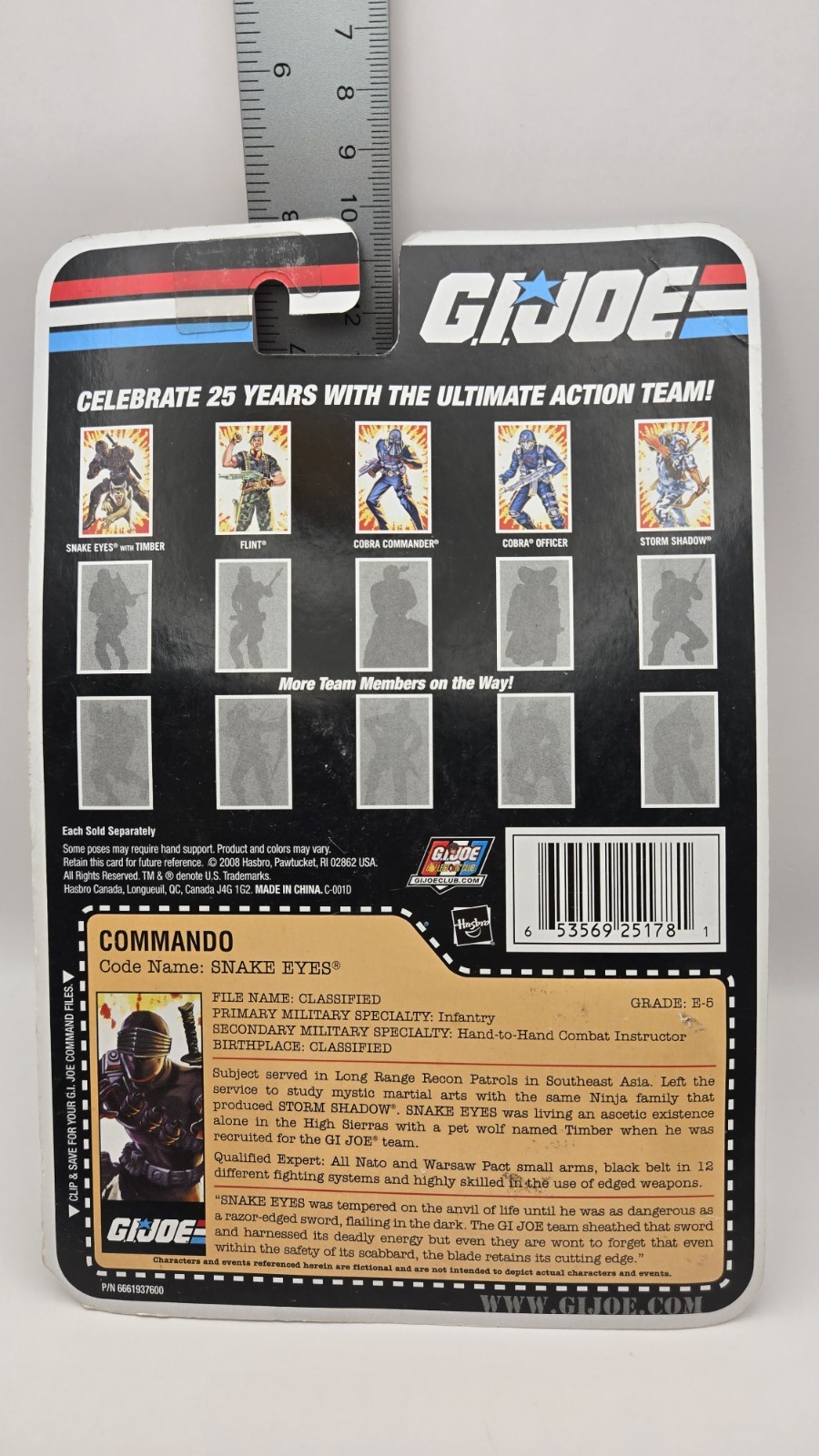 GI JOE SNAKE EYES COMMANDO w/ TIMBER 2008 COMIC SERIES *MOC