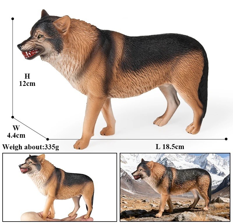 Brown Wolf Toy Action Figure Small Animal Figurine Doll Gift for Kids