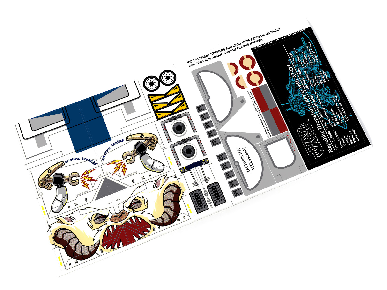 REPLACEMENT STICKERS for STAR WARS Set 10195 REPUBLIC GUNSHIP & AT-OT