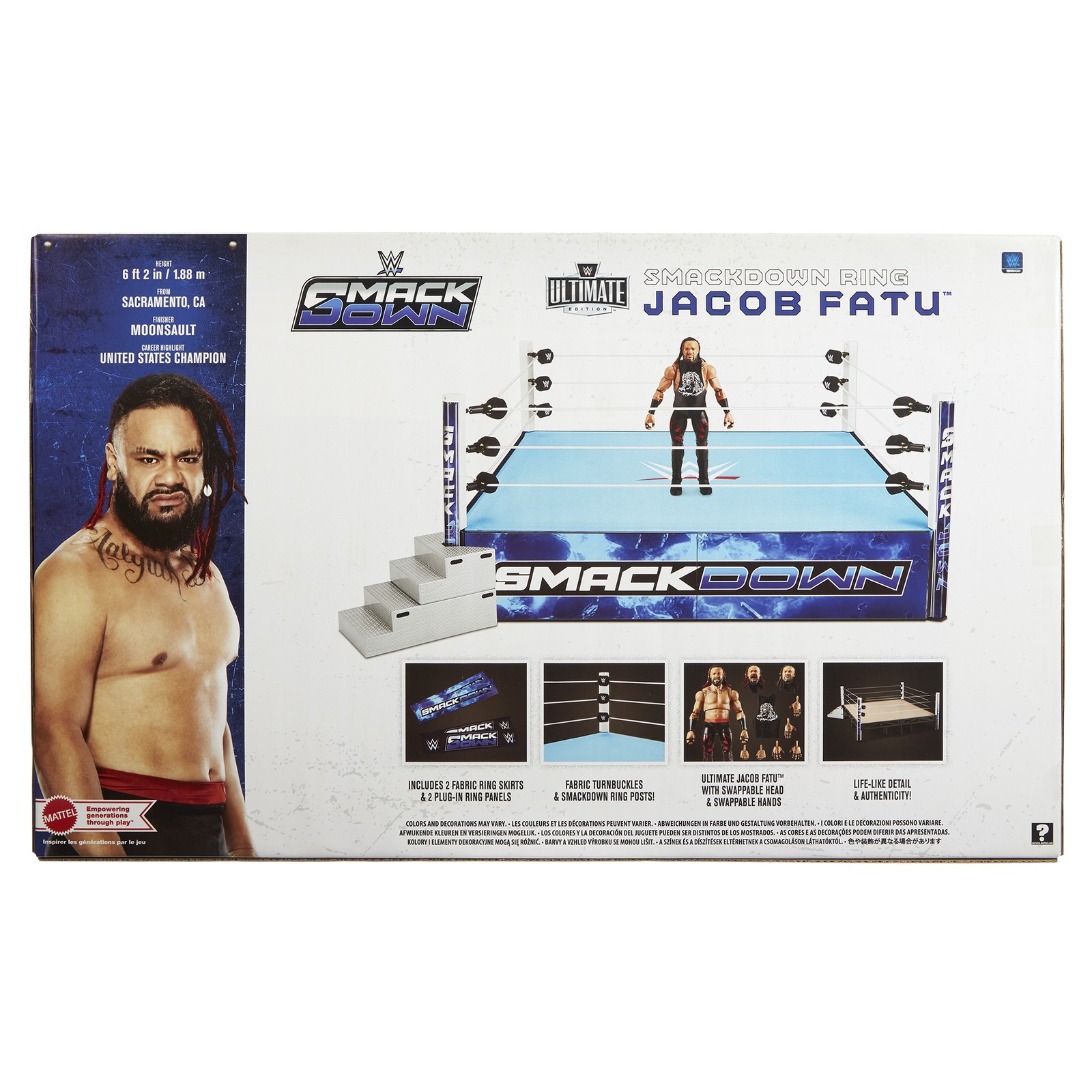 WWE Smackdown Real Scale Wrestling Ring Playset w/ Jacob Fatu Ultimate Edition