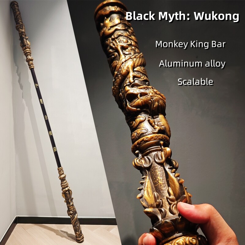 Black Myth: Wukong Cosplay Monkey King Bar 1:1 Stretchable Alloy Weapon Prop 67&Prime;