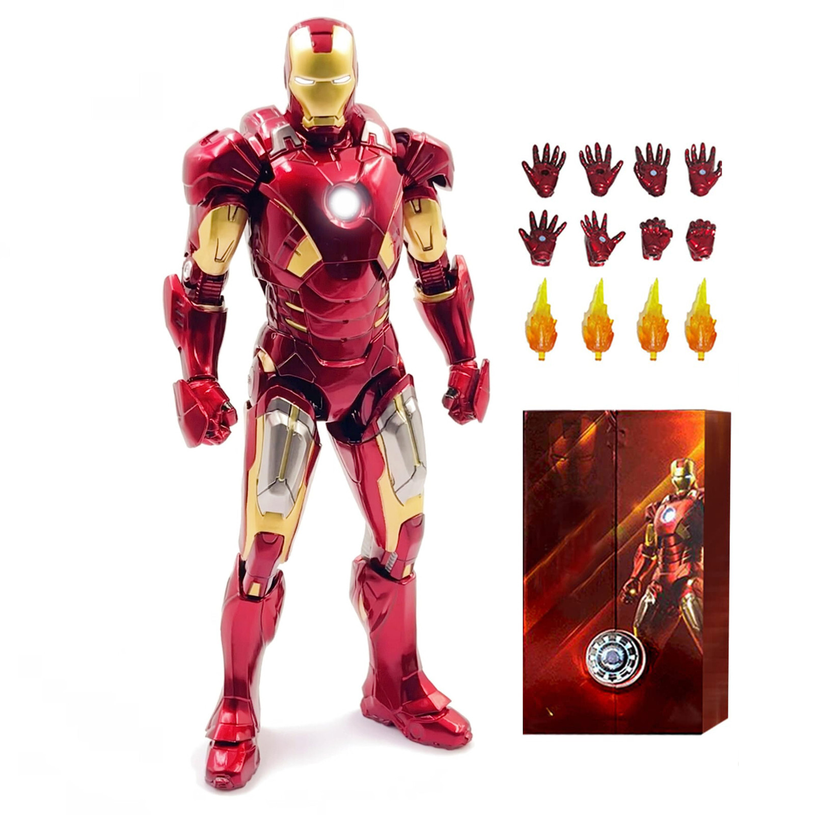Marvel Avengers Iron Man Mark 7 MK7 Ironman Toy LED Light Action Figure Model
