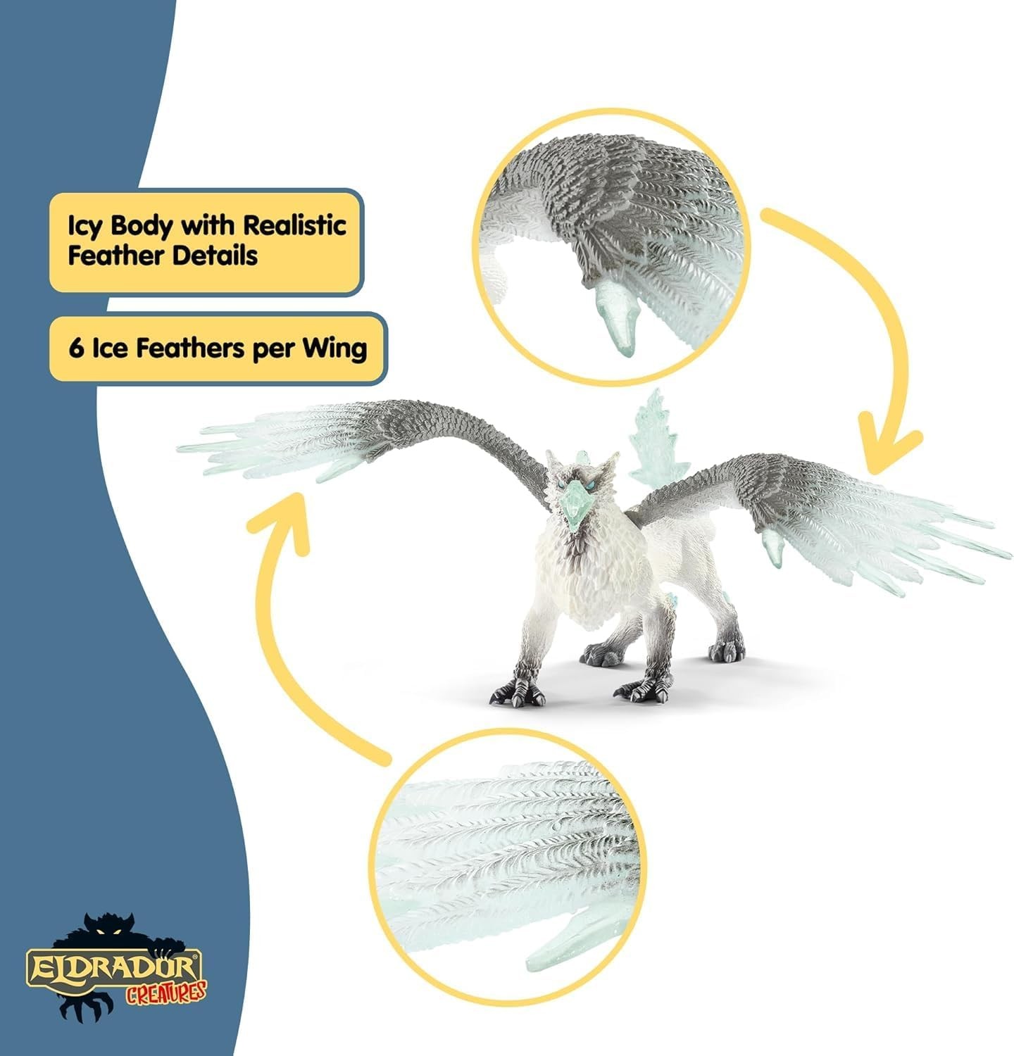 Schleich Eldrador Creatures – 13&Prime; Ice Griffin Toy – Movable Wing Dragon Figure