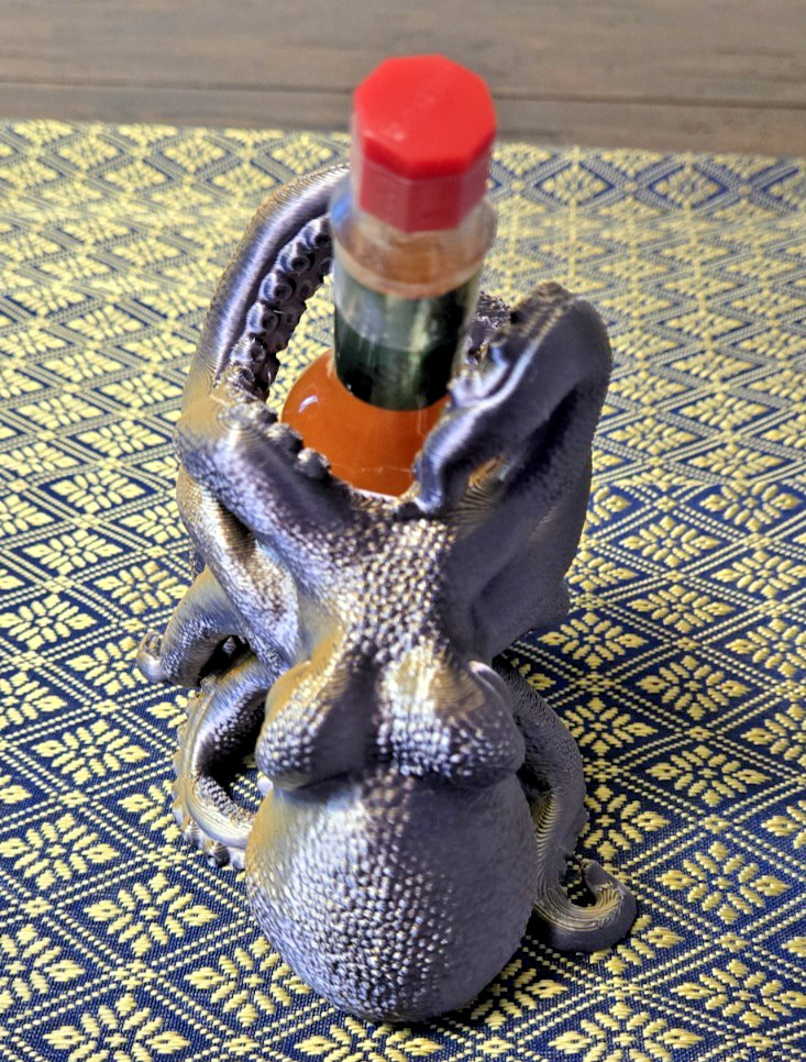 Octopus Tabasco 20z Table Holder Figure 3D Printed Handmade multi-color toy