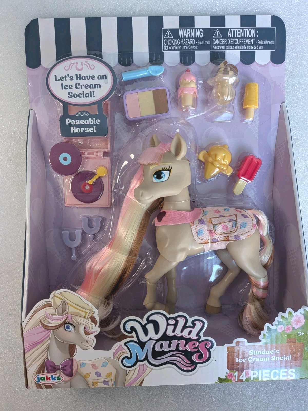 Wild Manes Sundae&rsquo;s Ice Cream Social Poseable Horse Pony Toy NIB Jakks