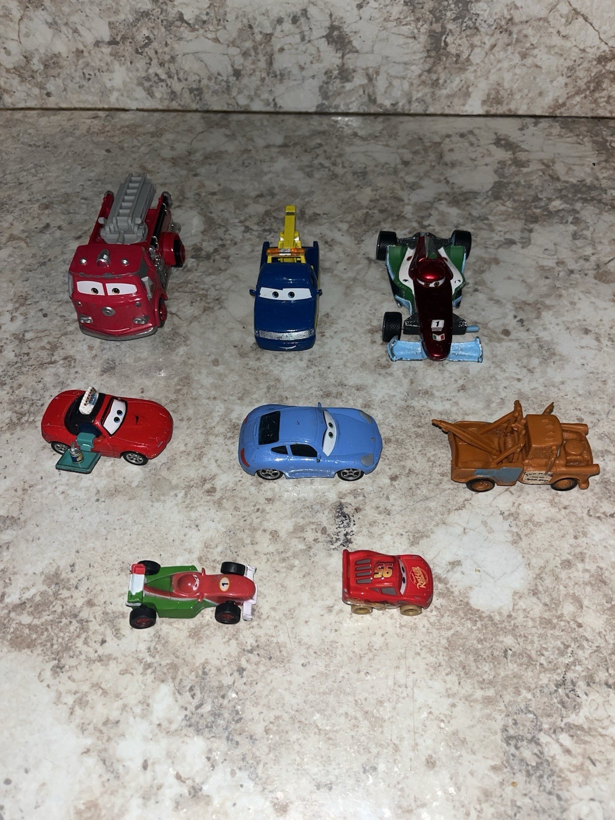 Disney Pixar Cars X8 Lightning McQueen, Mater, Fire Truck, Francesco, Tow+MORE