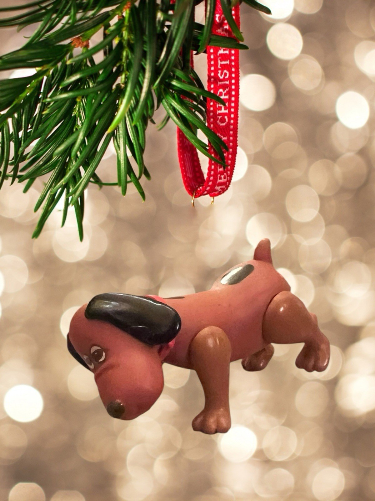 Pound Puppies 1986 Brown with Black Jointed ORNAMENT Figure Figurine Charm 4”