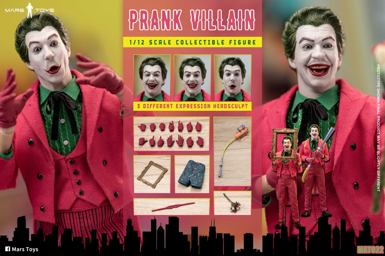 Mars Toys MAT022 1/12 Prank Villain Joker Collectible Male Action Figure Model