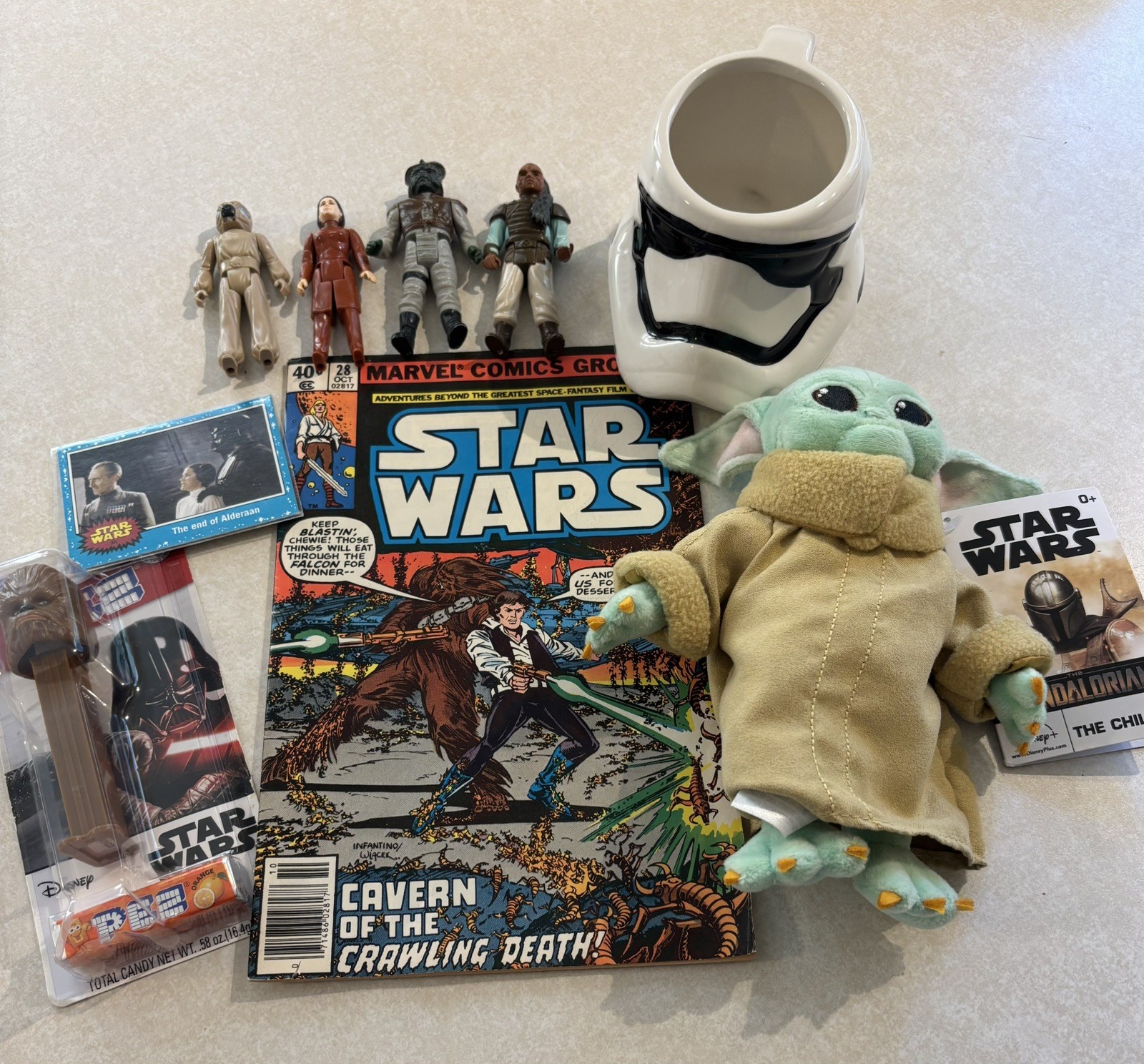 Star Wars lot: 4 Action Figures, 1 Child Plush, 1 Mug, 1 1978 Comic Book & More!