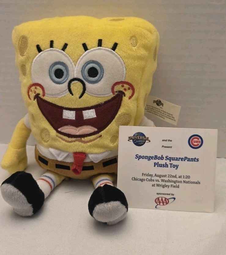 Universal Studios SpongeBob SquarePants Plush Toy Stuffed 2005 CHICAGO CUBS READ
