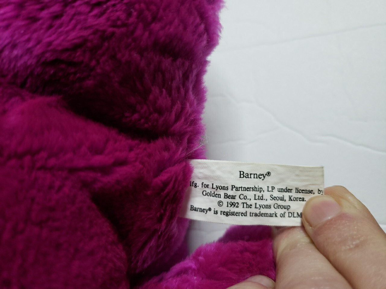 Barney 14&Prime; Plush 1992 The Lyons Group – Vintage Stuffed Barney