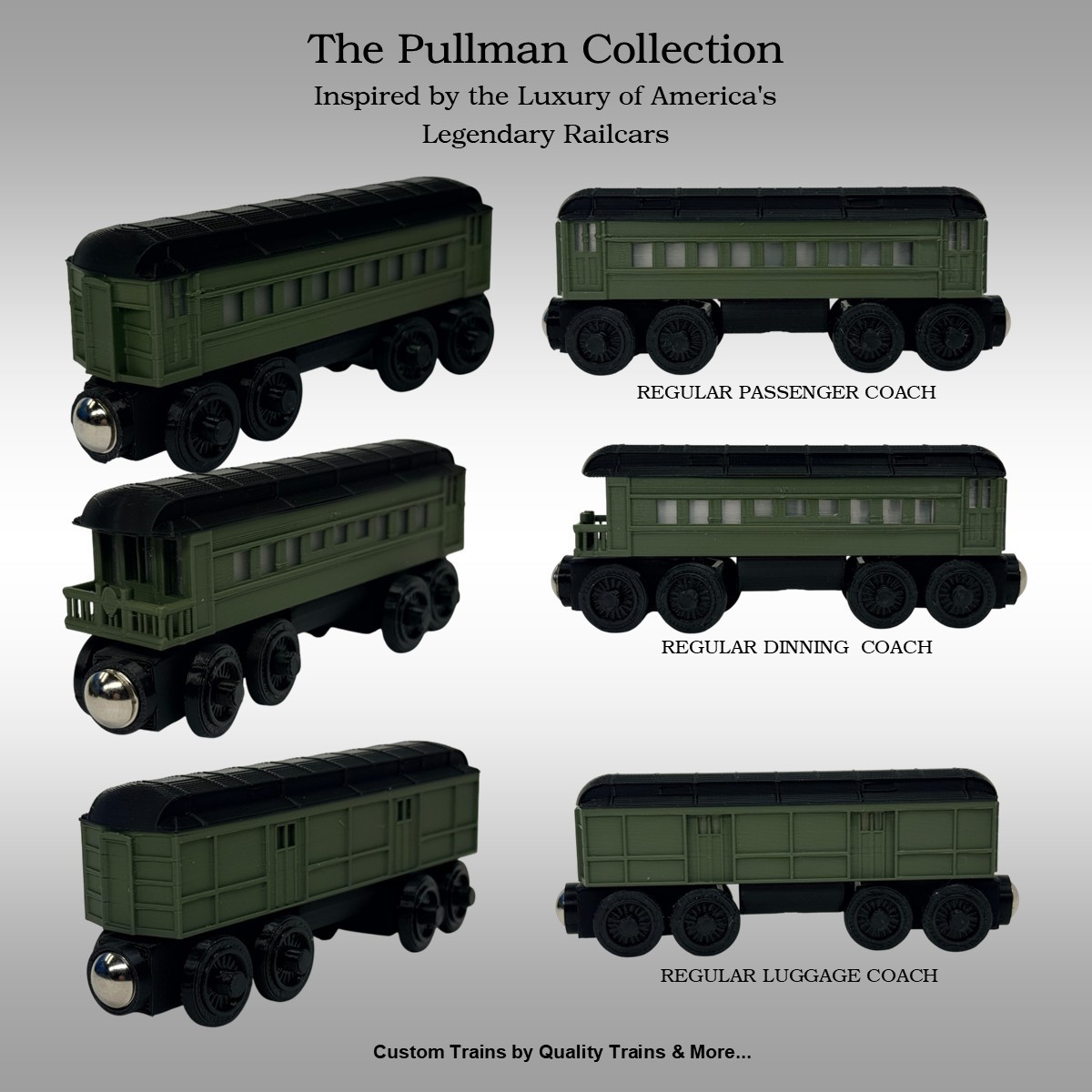 Wooden Railway Pullman Train Collection Custom Made for Thomas Train & Others