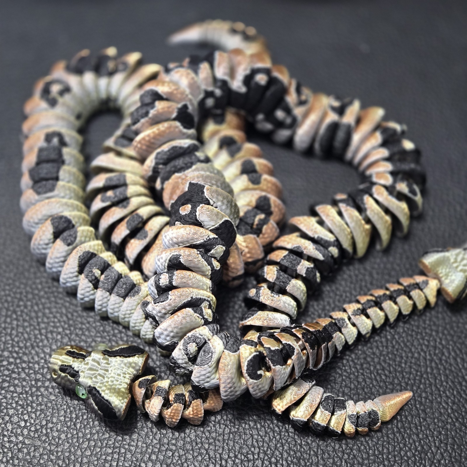 Ball Python snake Articulated Figure 3D Print Handmade Novelty Collectable 22&Prime;
