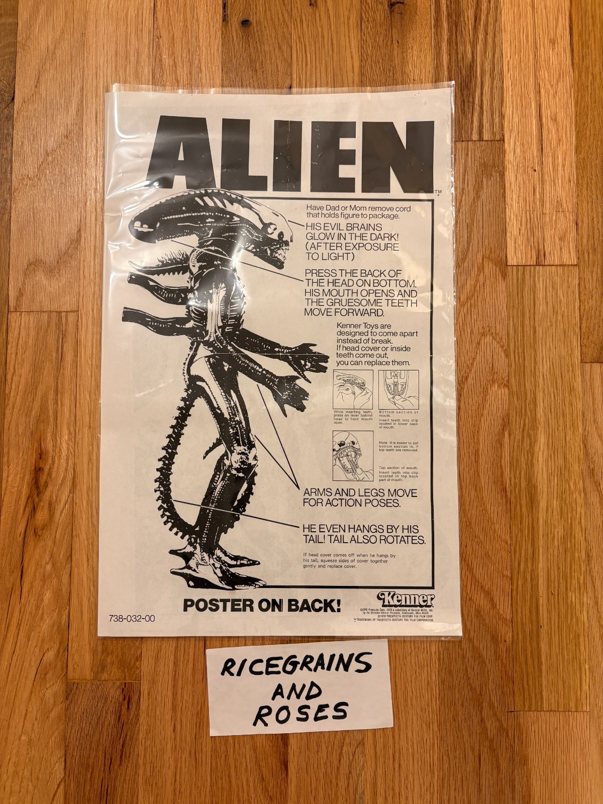 VINTAGE KENNER ALIEN BIG CHAP XENOMORPH 18 INCH FIGURE 1979 RARE W/ POSTER