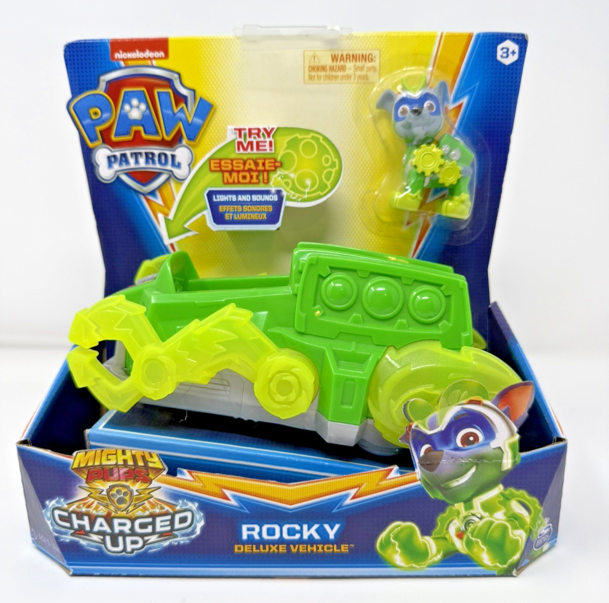 PAW Patrol, Mighty Pups Charged Up Rocky&rsquo;s Deluxe Vehicle New