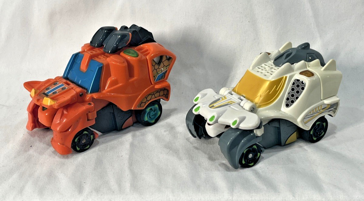 VTech Switch and Go Talking Dinos Turbo Lot of 2-Orange-White-Dart Triceratops