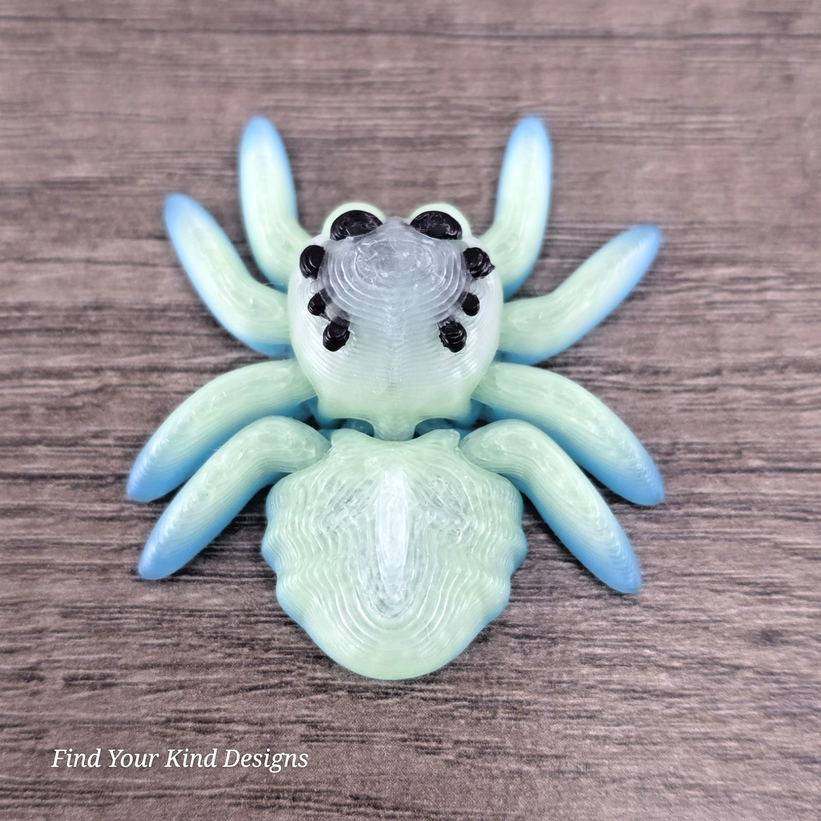 Glow in the Dark Tiny Spider 3D Printed Articulated Flexi Fidget Toy
