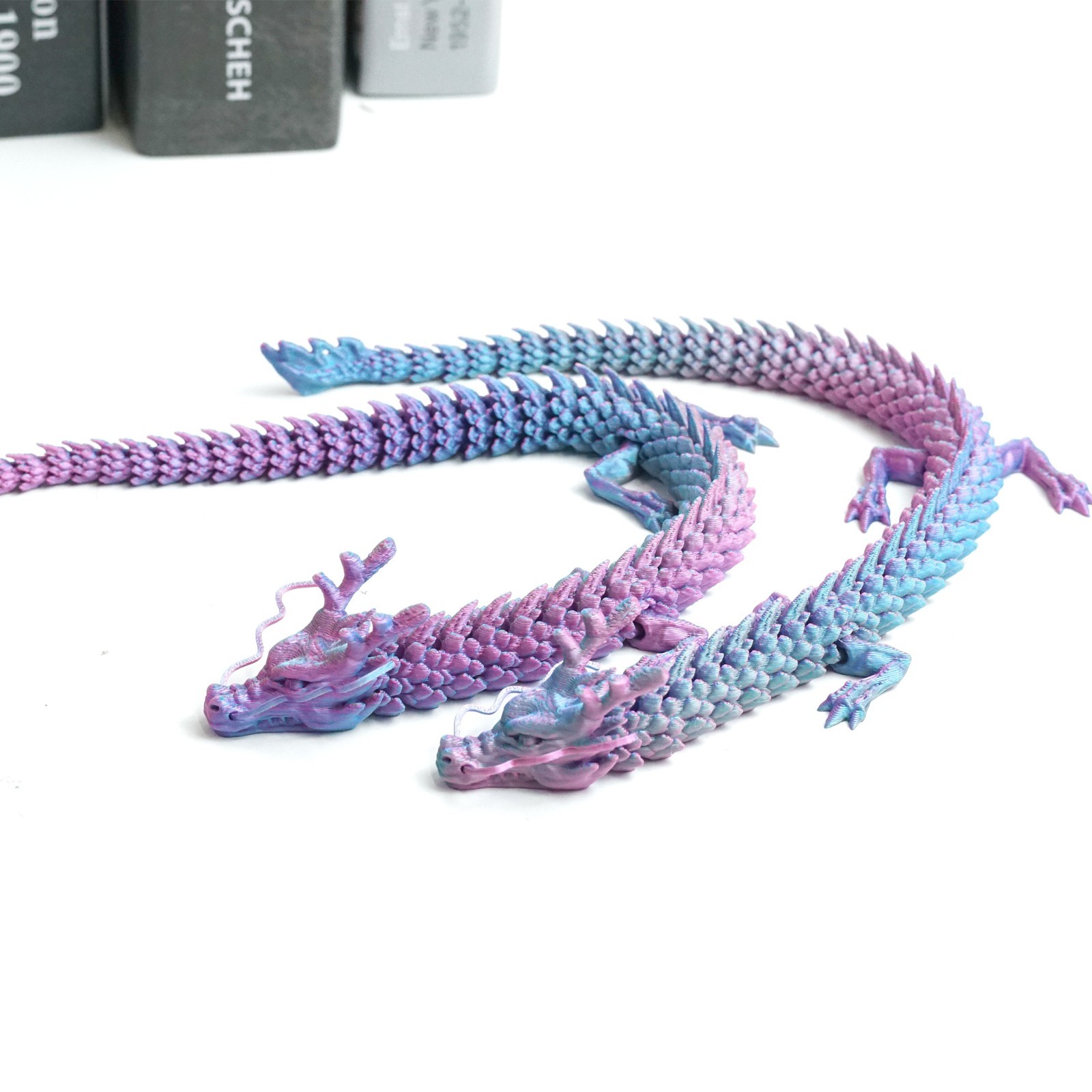 2PCS 12inch 3D Printed Dragon Model,Articulated Animals figure,Toys Home Decor