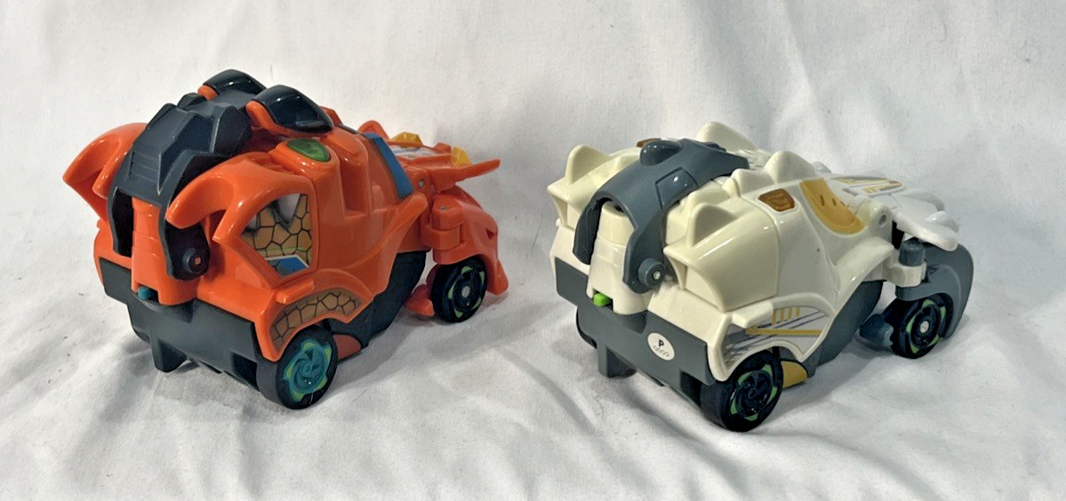 VTech Switch and Go Talking Dinos Turbo Lot of 2-Orange-White-Dart Triceratops