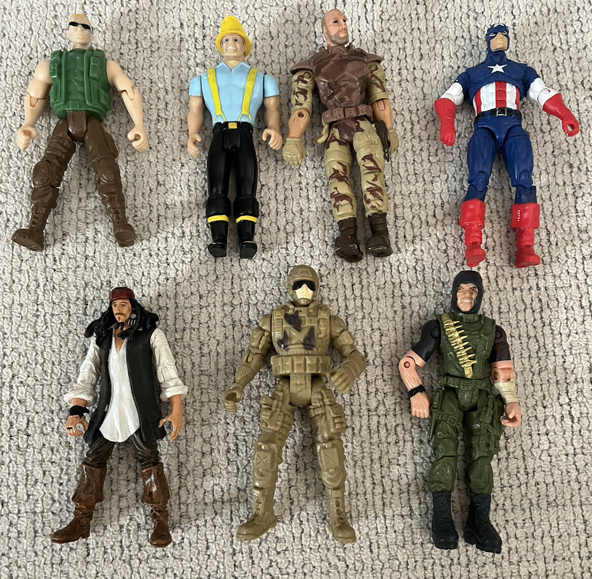 GI Joe, Marvel, And Disney 2010s Action Figure Military Army Lot of 7 Toy 4&Prime;