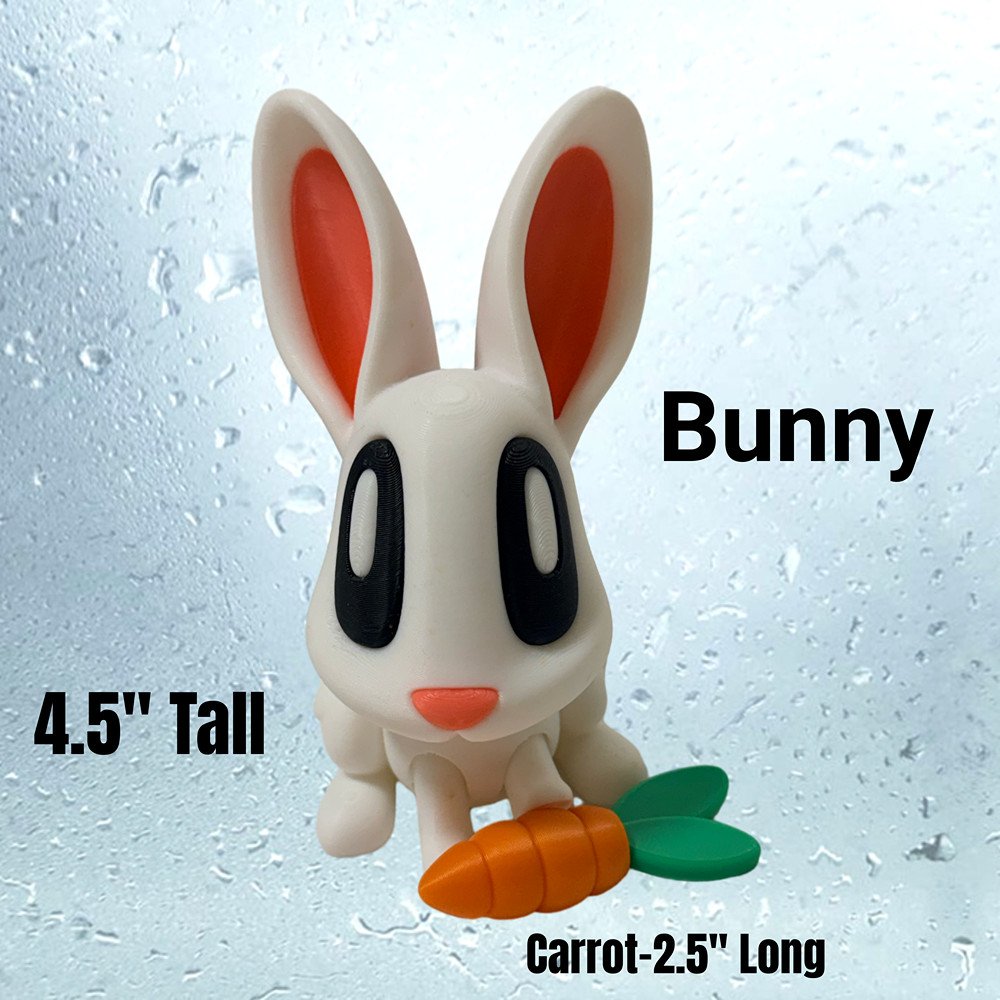 3D Printed Bunny Figure 4.5&Prime; Tall Moveable Arms Legs Rabbit Toy Gift Decor White